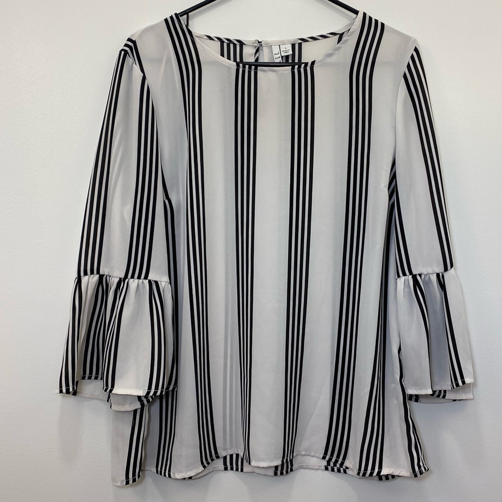 Dressy striped shirt with bell sleeves